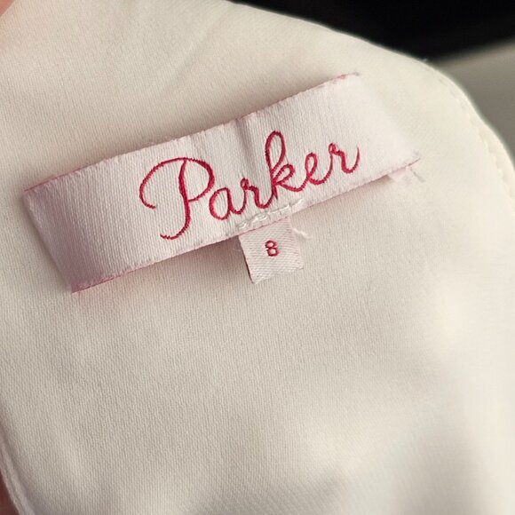 Parker White Mini Ruffle Back Tie Dress Sz 8 - Picture 7 of 11